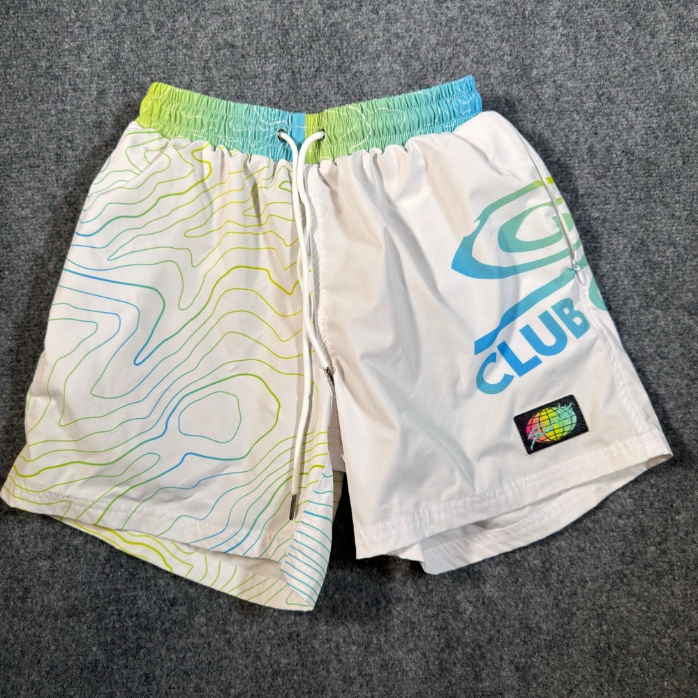 Slunks Club GSL Shorts Mens Small White Multicolor Beach Volleyball Active